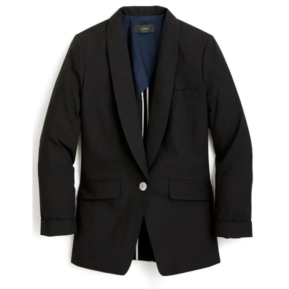 J. CREW Unstructured Shawl
Collar Cotton Linen Blazer in BLACK Size 0